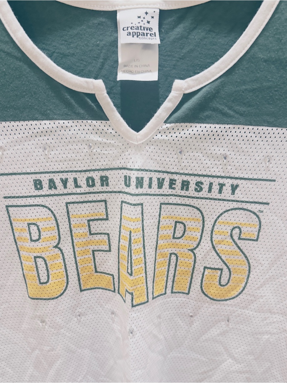 Creative Apparel Baylor University Bears Mesh Top - Green & Yellow